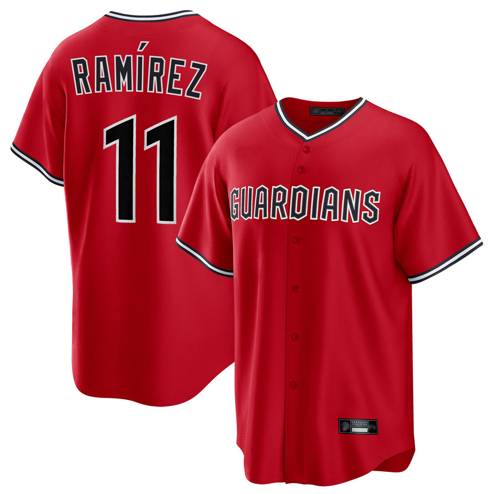Punc C.Guardians #11 Jose Ramirez Player Red Home Game Stitched Jerseys