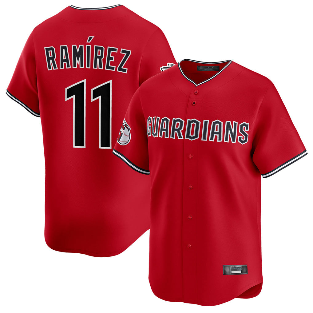 Punc C.Guardians #11 Jose Ramirez Player Red Limited Home Stitched Jerseys