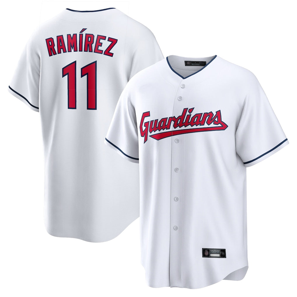 Punc C.Guardians #11 Jose Ramirez Player White Home Game Stitched Jerseys
