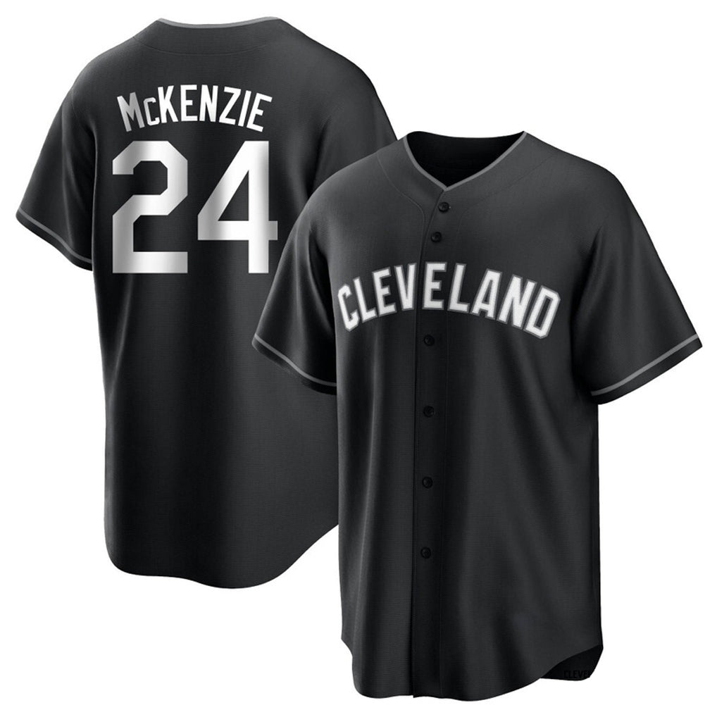 Punc C.Guardians #24 Triston McKenzie Player Black Home Game Stitched Jerseys