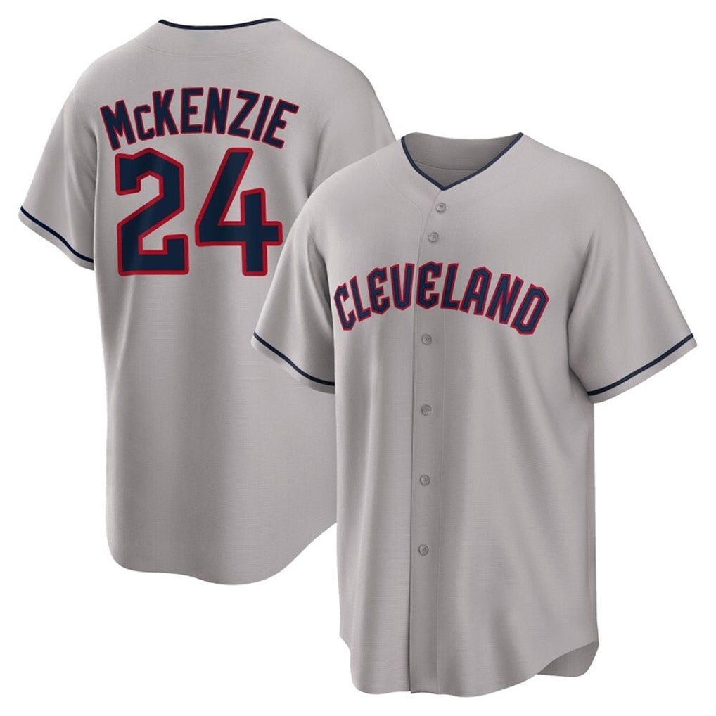 Punc C.Guardians #24 Triston McKenzie Player Gray Game Home Stitched Jerseys
