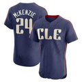 Punc C.Guardians #24 Triston McKenzie Player Navy City Connect Limited Elite Home Stitched Jerseys