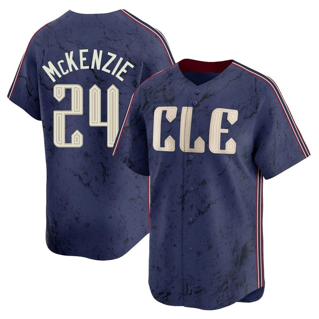 Punc C.Guardians #24 Triston McKenzie Player Navy City Connect Limited Home Stitched Jerseys
