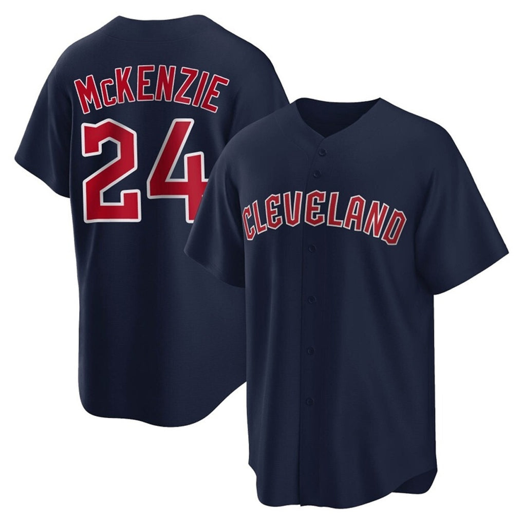 Punc C.Guardians #24 Triston McKenzie Player Navy Game Home Stitched Jerseys