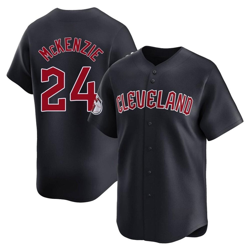 Punc C.Guardians #24 Triston McKenzie Player Navy Limited Home Game Stitched Jerseys