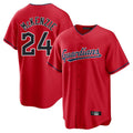 Punc C.Guardians #24 Triston McKenzie Player Red Home Game Stitched Jerseys