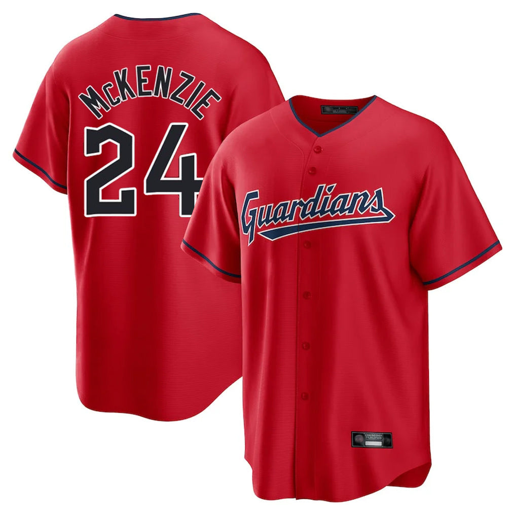 Punc C.Guardians #24 Triston McKenzie Player Red Home Game Stitched Jerseys