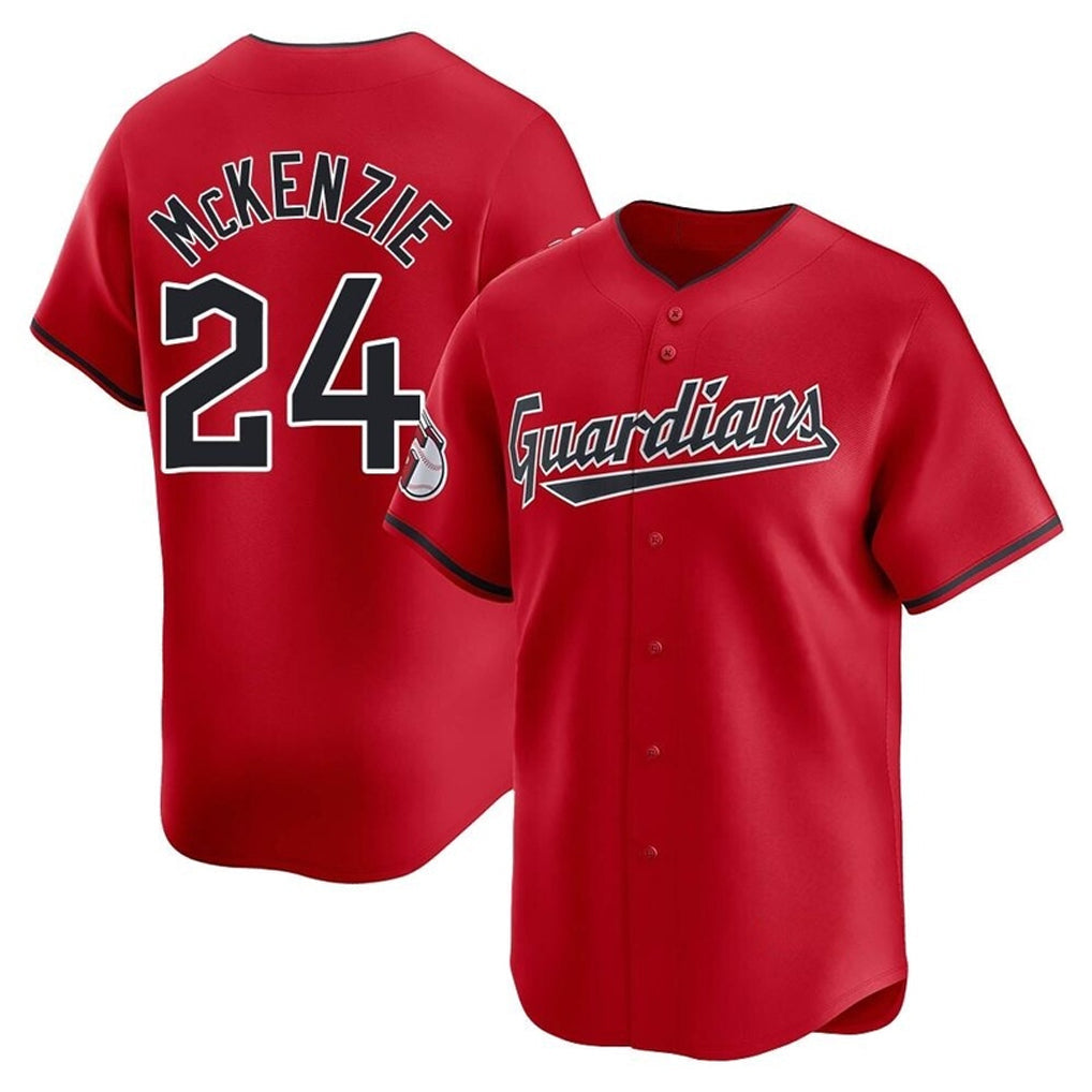 Punc C.Guardians #24 Triston McKenzie Player Red Limited Home Stitched Jerseys