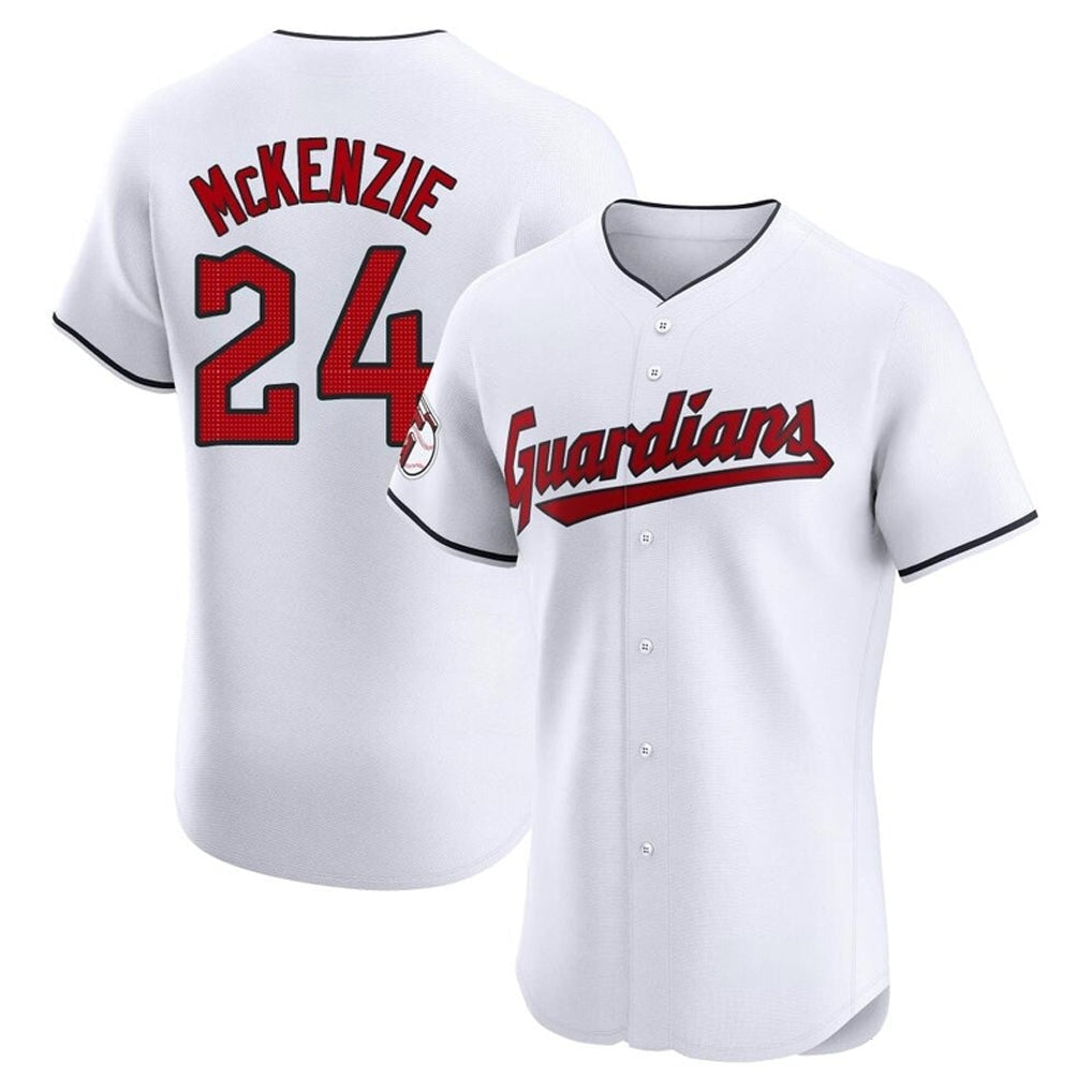 Punc C.Guardians #24 Triston McKenzie Player White Limited Elite Home Stitched Jerseys