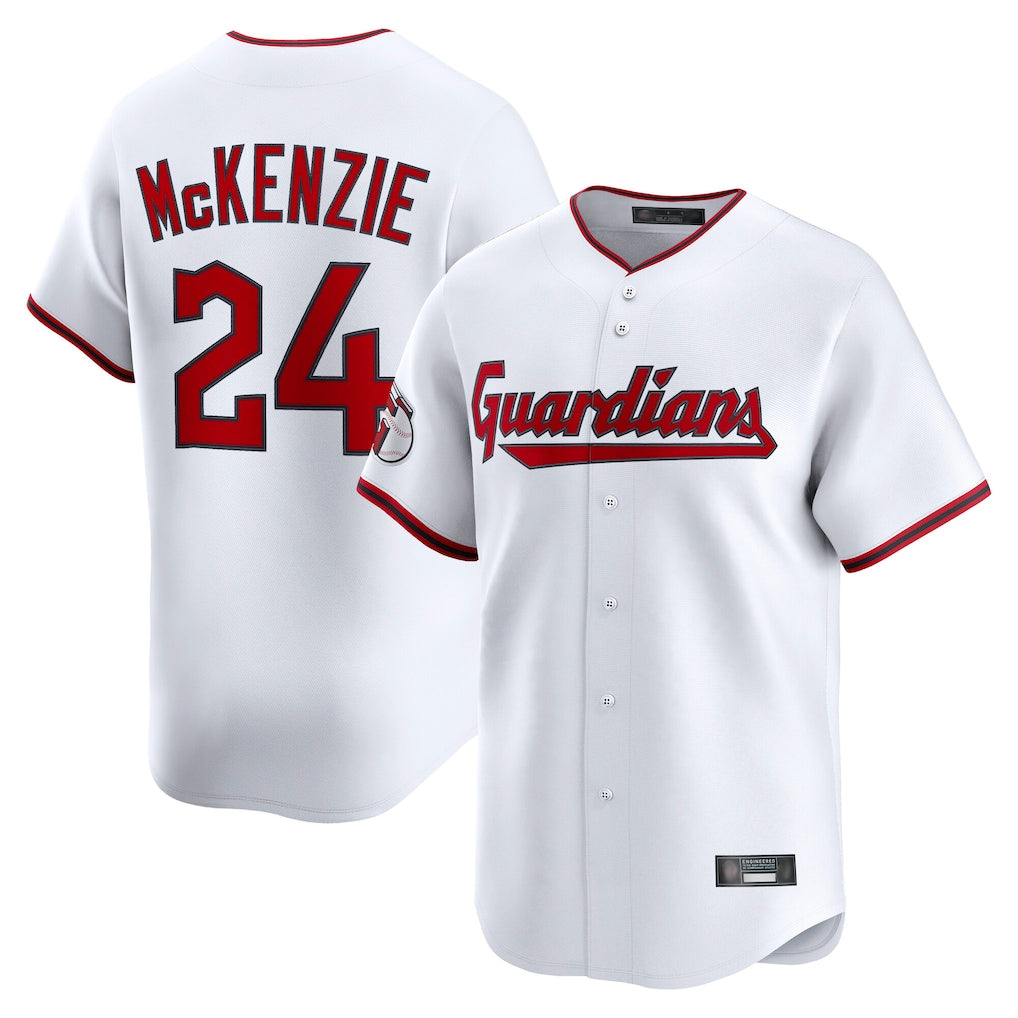 Punc C.Guardians #24 Triston McKenzie Player White Limited Home Game Stitched Jerseys