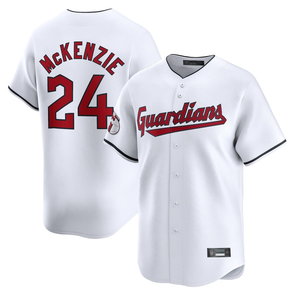 Punc C.Guardians #24 Triston McKenzie Player White Limited Home Stitched Jerseys