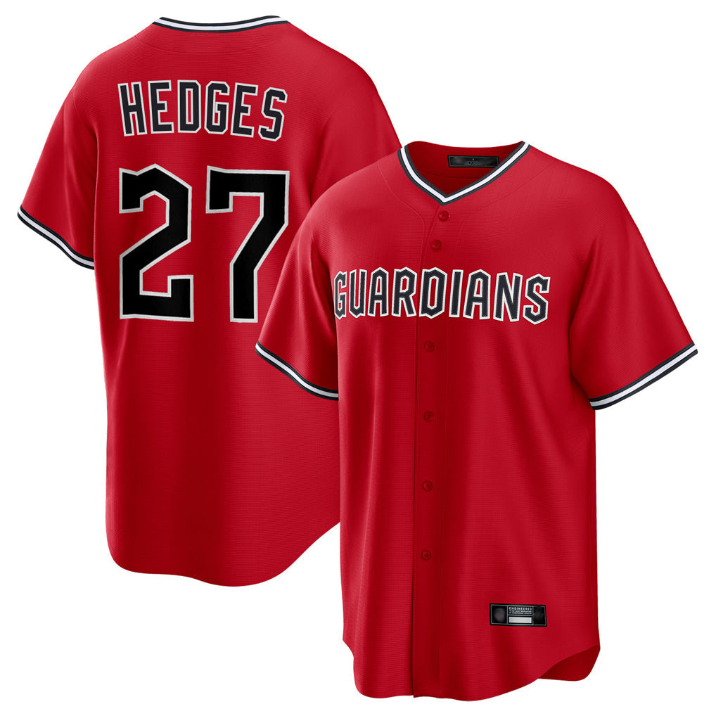 Punc C.Guardians #27 Austin Hedges Player Red Home Game Stitched Jerseys