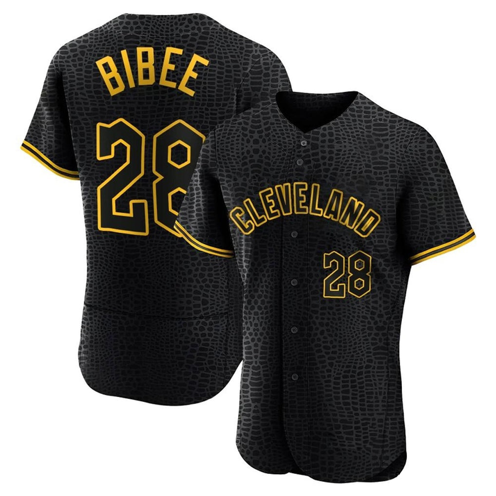 Punc C.Guardians #28 Tanner Bibee Player Black Snake Skin City Limited Elite Home Stitched Jerseys