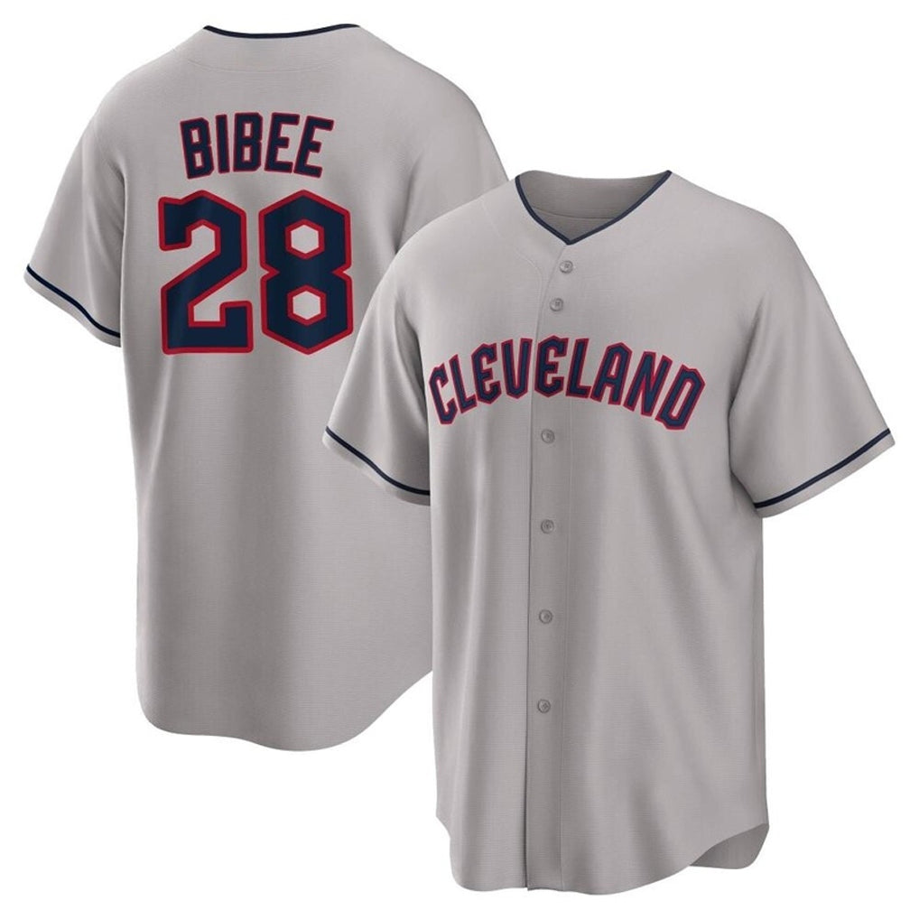 Punc C.Guardians #28 Tanner Bibee Player Gray Game Home Stitched Jerseys