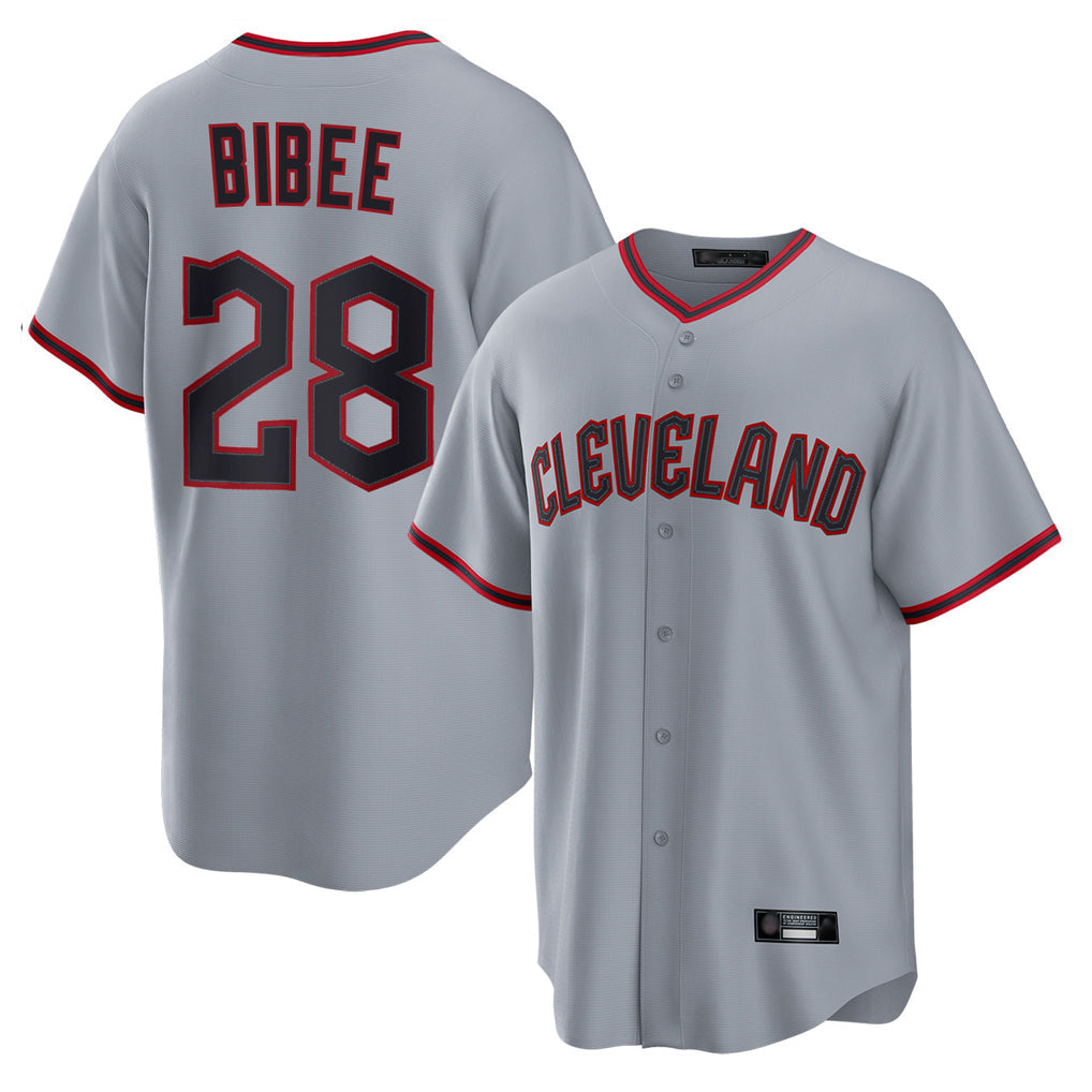 Punc C.Guardians #28 Tanner Bibee Player Gray Home Game Stitched Jerseys