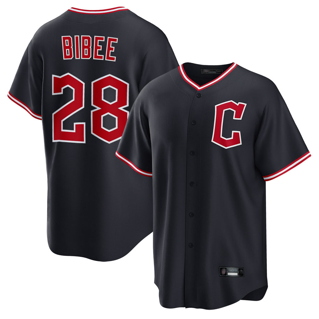 Punc C.Guardians #28 Tanner Bibee Player Navy Home Game Stitched Jerseys