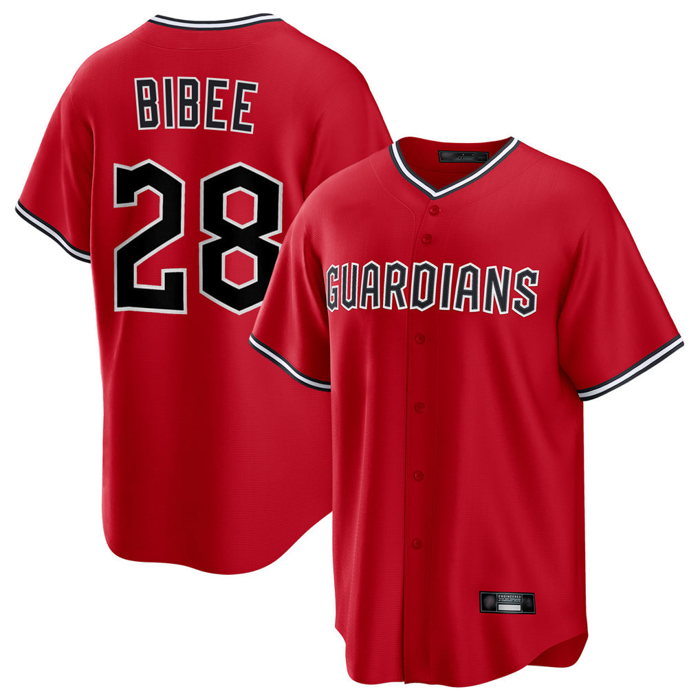 Punc C.Guardians #28 Tanner Bibee Player Red Home Game Stitched Jerseys