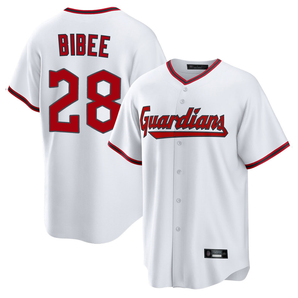 Punc C.Guardians #28 Tanner Bibee Player White Game Home Stitched Jerseys