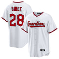 Punc C.Guardians #28 Tanner Bibee Player White Game Home Stitched Jerseys