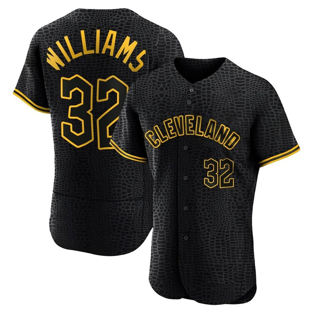 Punc C.Guardians #32 Gavin Williams Player Black Snake Skin City Limited Elite Home Stitched Jerseys