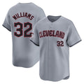 Punc C.Guardians #32 Gavin Williams Player Gray Road Limited Home Game Stitched Jerseys