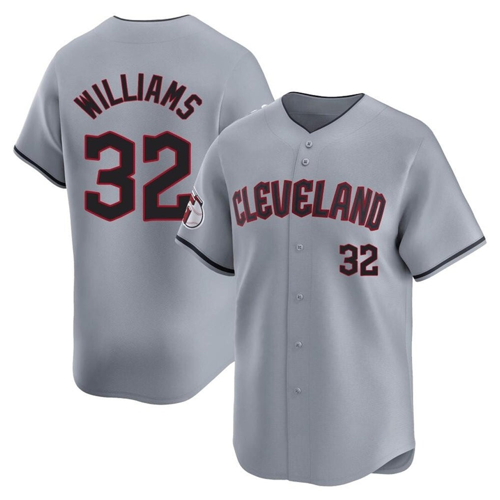 Punc C.Guardians #32 Gavin Williams Player Gray Road Limited Home Game Stitched Jerseys