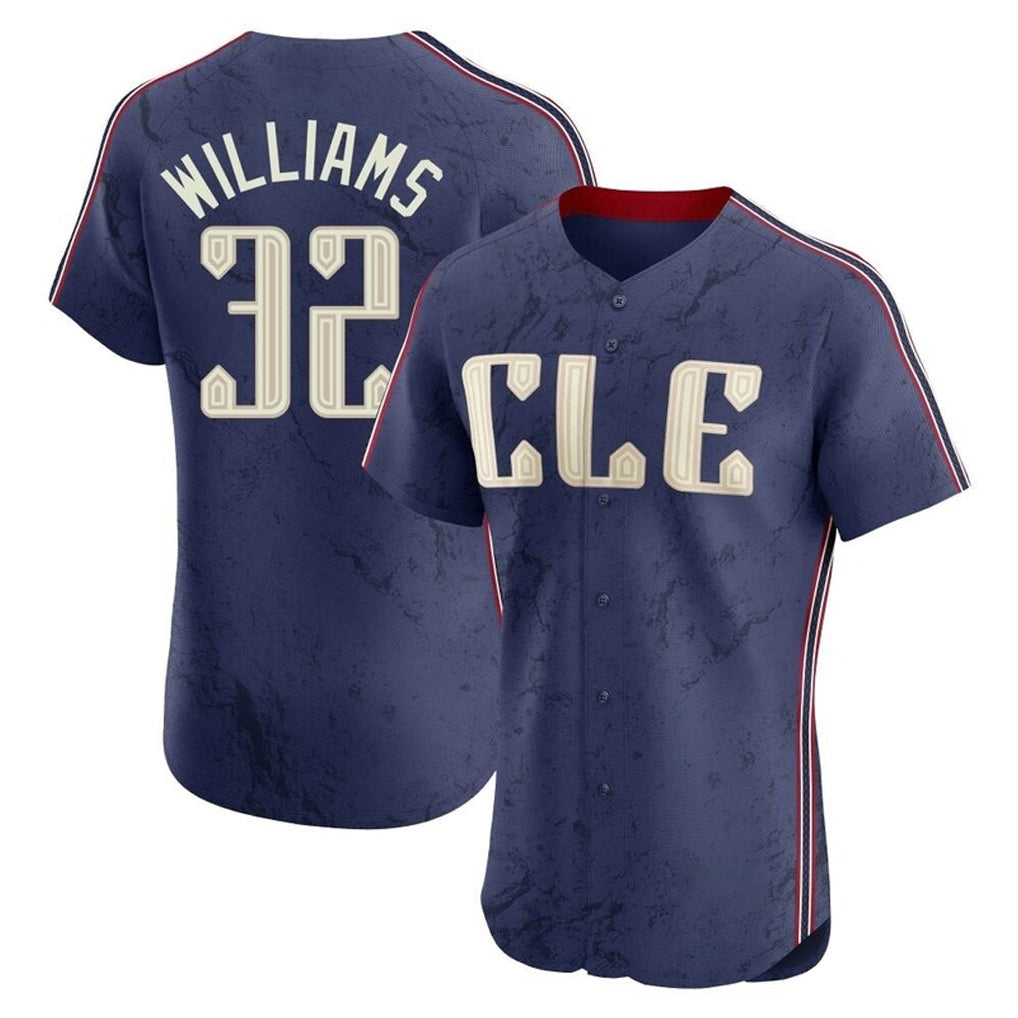 Punc C.Guardians #32 Gavin Williams Player Navy City Connect Limited Elite Home Stitched Jerseys