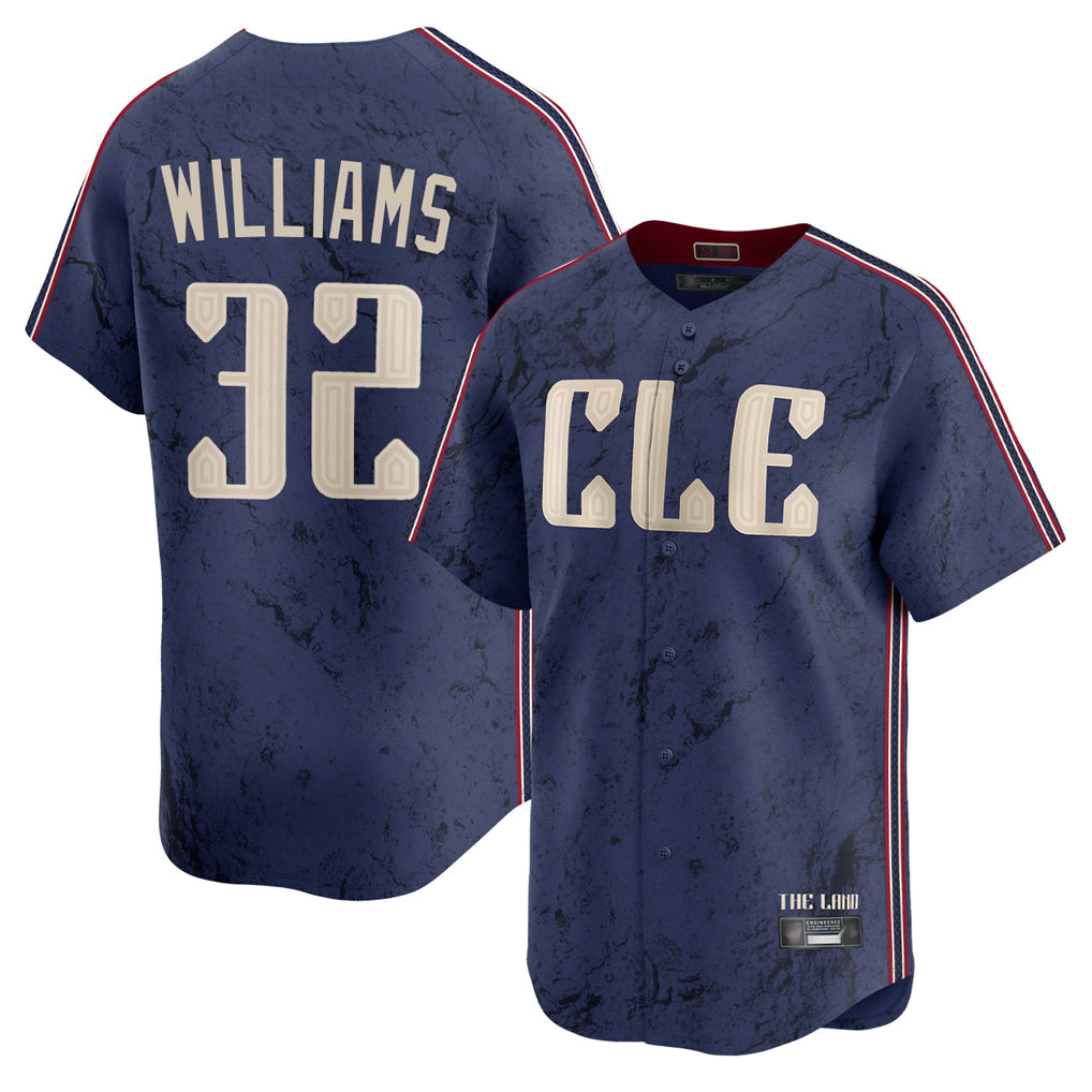 Punc C.Guardians #32 Gavin Williams Player Navy City Connect Limited Home Stitched Jerseys