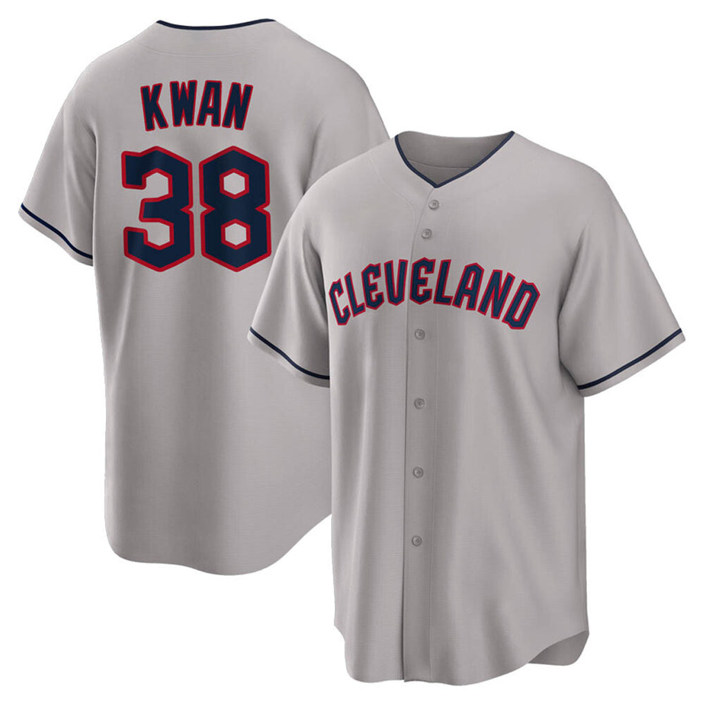 Punc C.Guardians #38 Steven Kwan Player Gray Game Home Stitched Jerseys