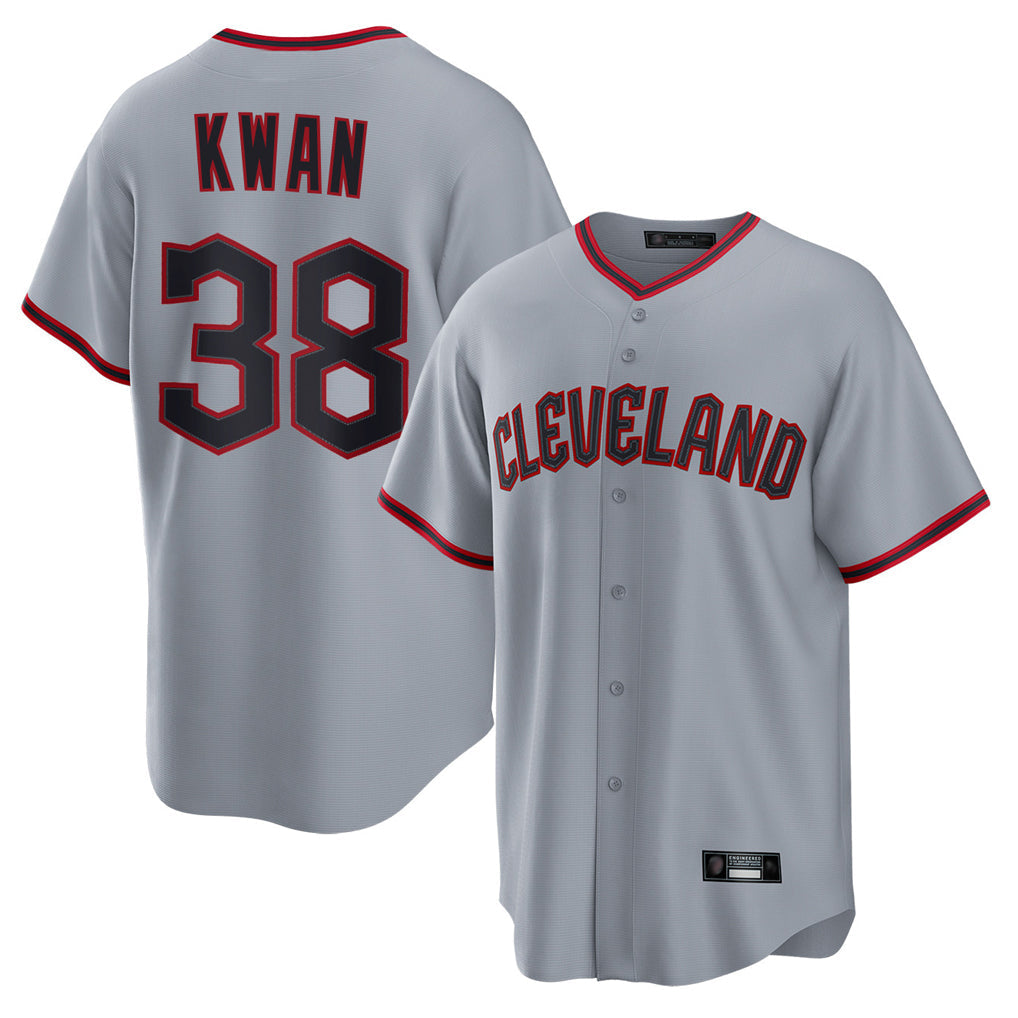 Punc C.Guardians #38 Steven Kwan Player Gray Home Game Stitched Jerseys