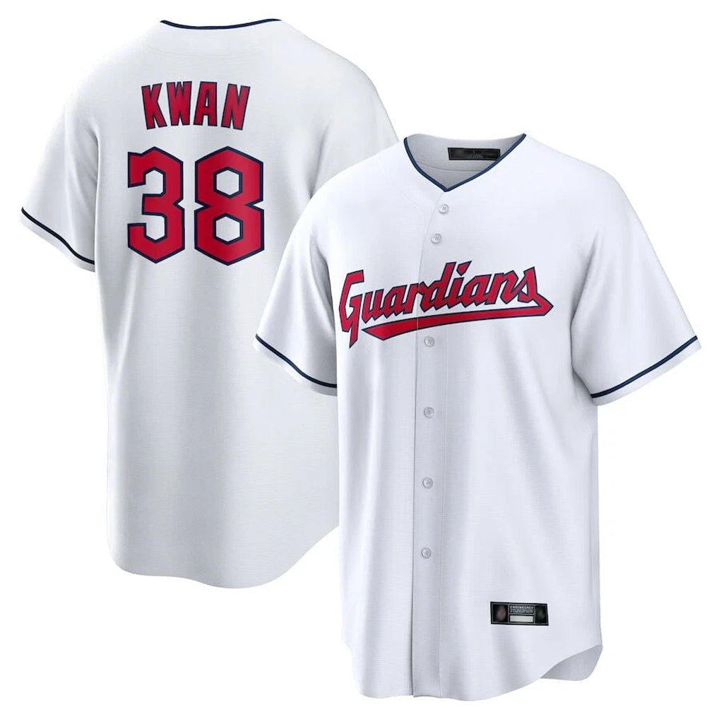 Punc C.Guardians #38 Steven Kwan Player White Home Game Stitched Jerseys