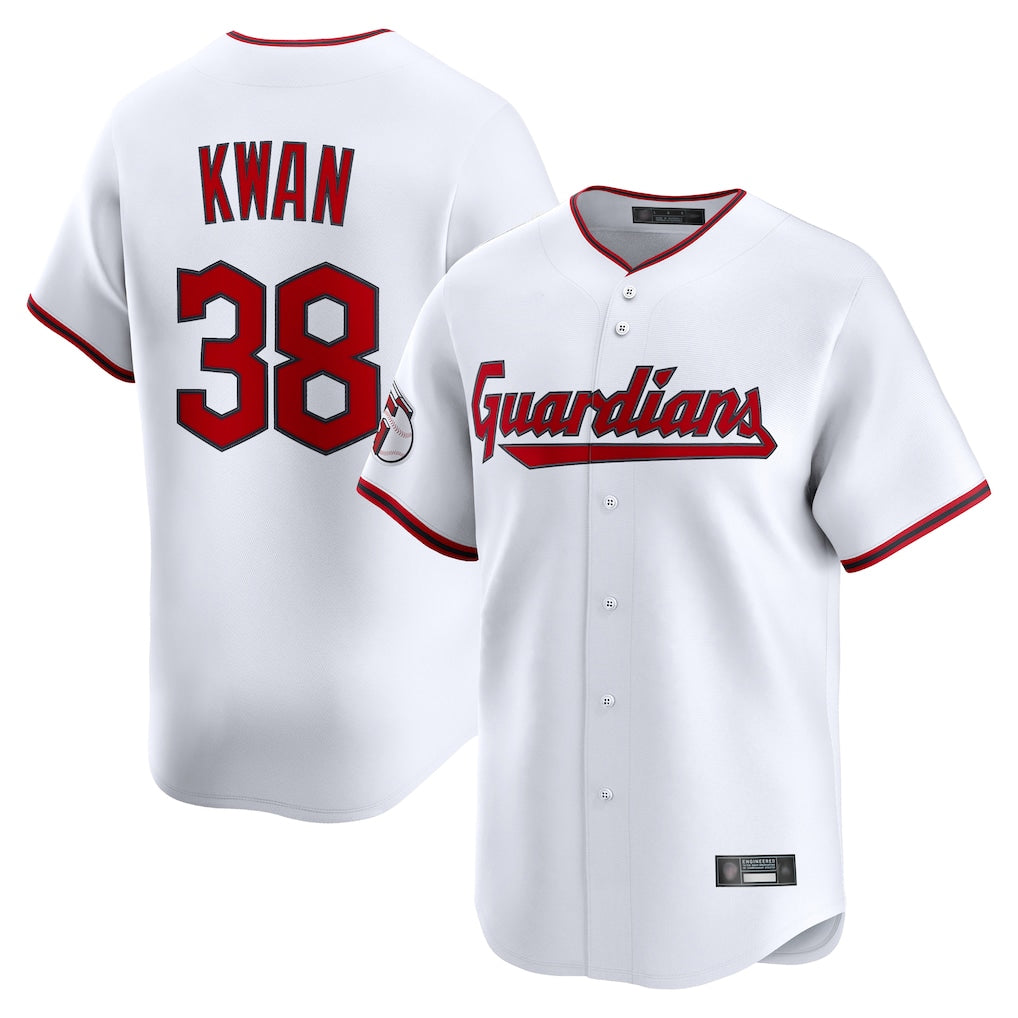 Punc C.Guardians #38 Steven Kwan Player White Limited Home Game Stitched Jerseys