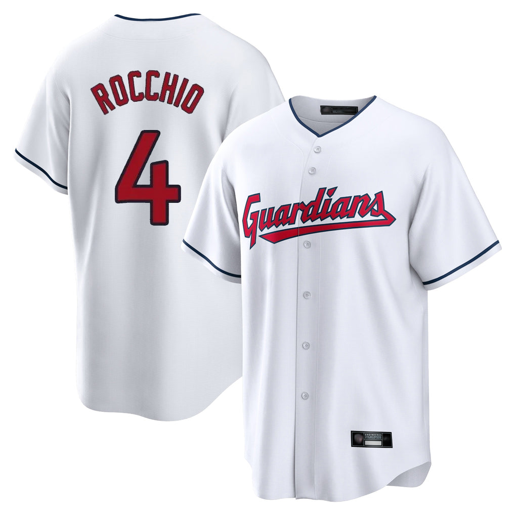 Punc C.Guardians #4 Brayan Rocchio Player White Home Game Stitched Jerseys