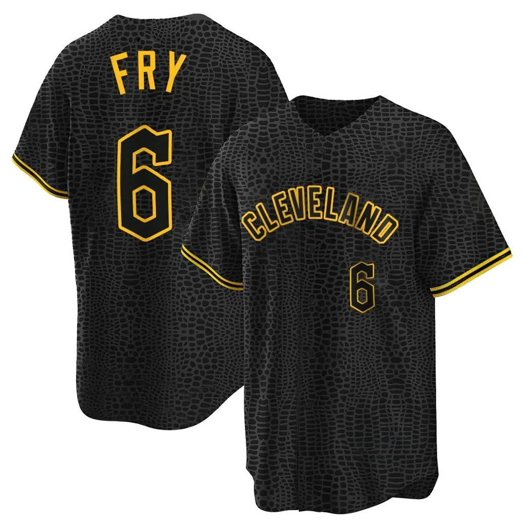 Punc C.Guardians #6 David Fry Player Black Snake Skin City Home Game Stitched Jerseys