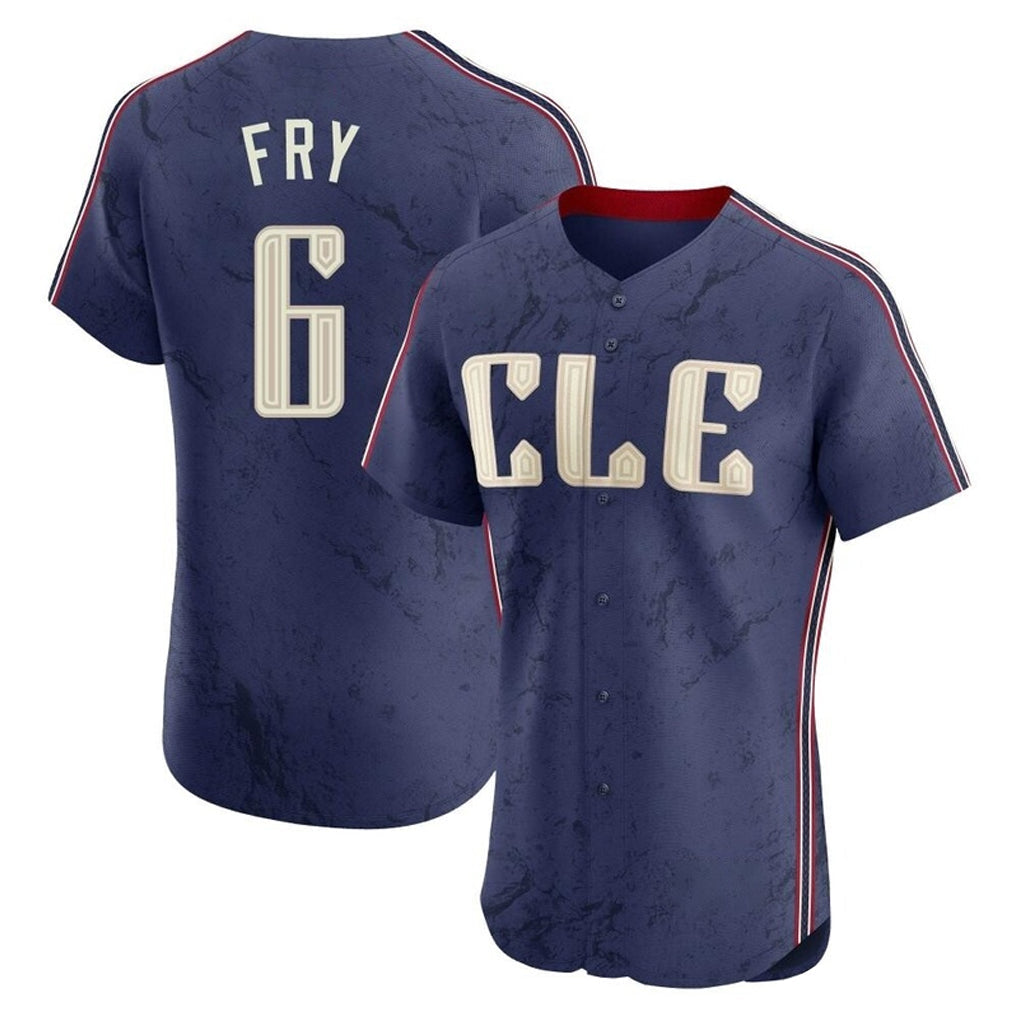 Punc C.Guardians #6 David Fry Player Navy City Connect Limited Elite Home Stitched Jerseys