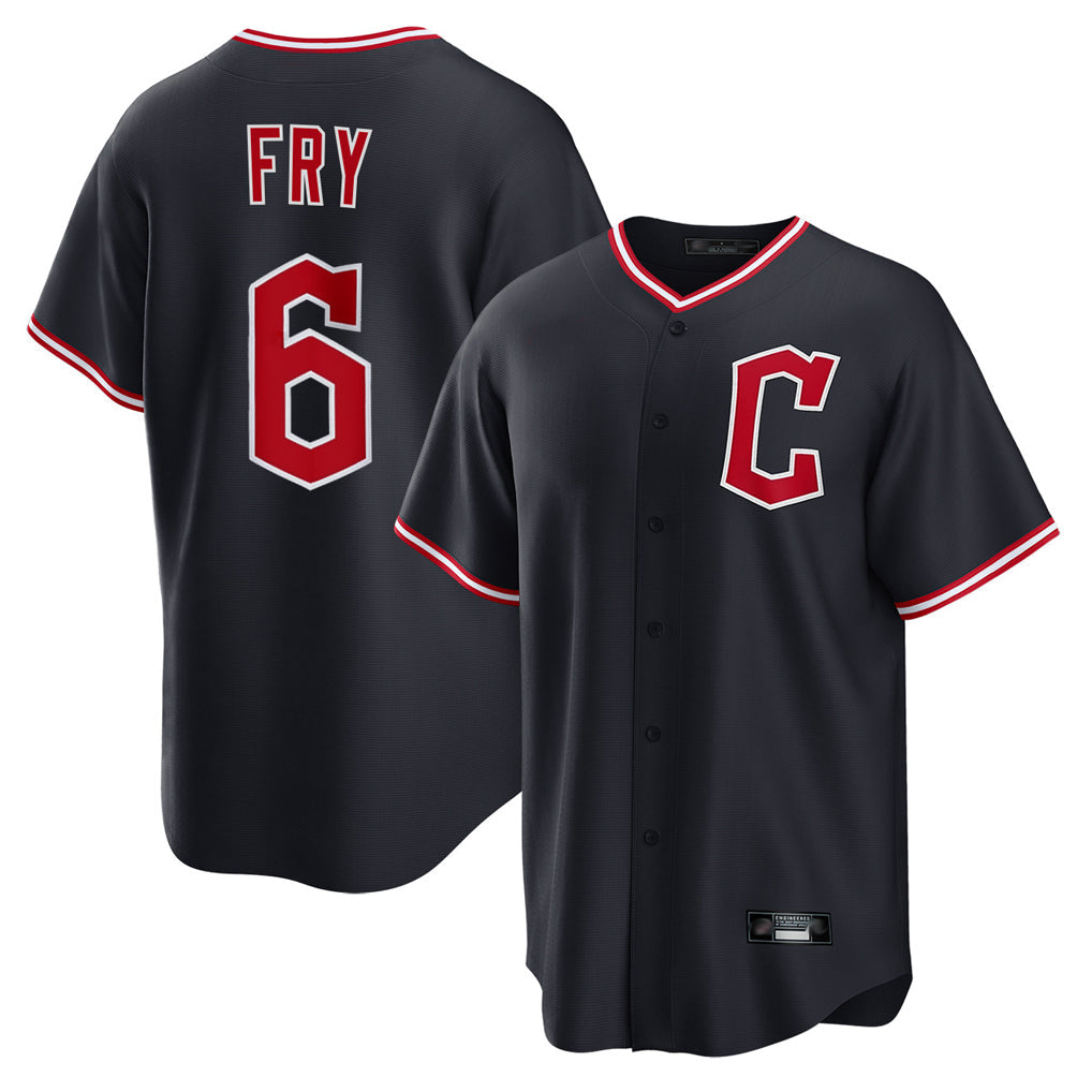 Punc C.Guardians #6 David Fry Player Navy Home Game Stitched Jerseys