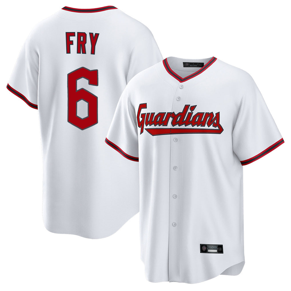 Punc C.Guardians #6 David Fry Player White Game Home Stitched Jerseys