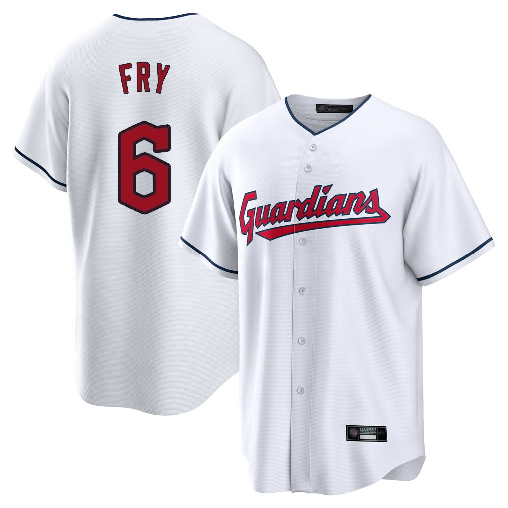 Punc C.Guardians #6 David Fry Player White Home Game Stitched Jerseys