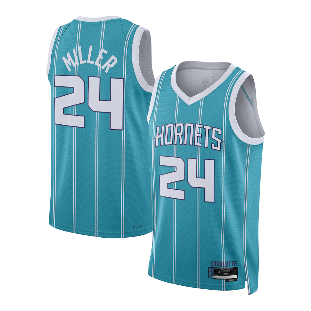 Punc C.Hornets #24 Brandon Miller Teal Draft Swingman Jerseys - Icon Edition