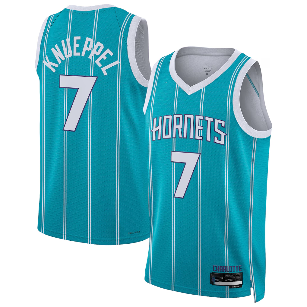 Punc C.Hornets #7 Kon Knueppel  Teal Swingman Jerseys - Icon Edition