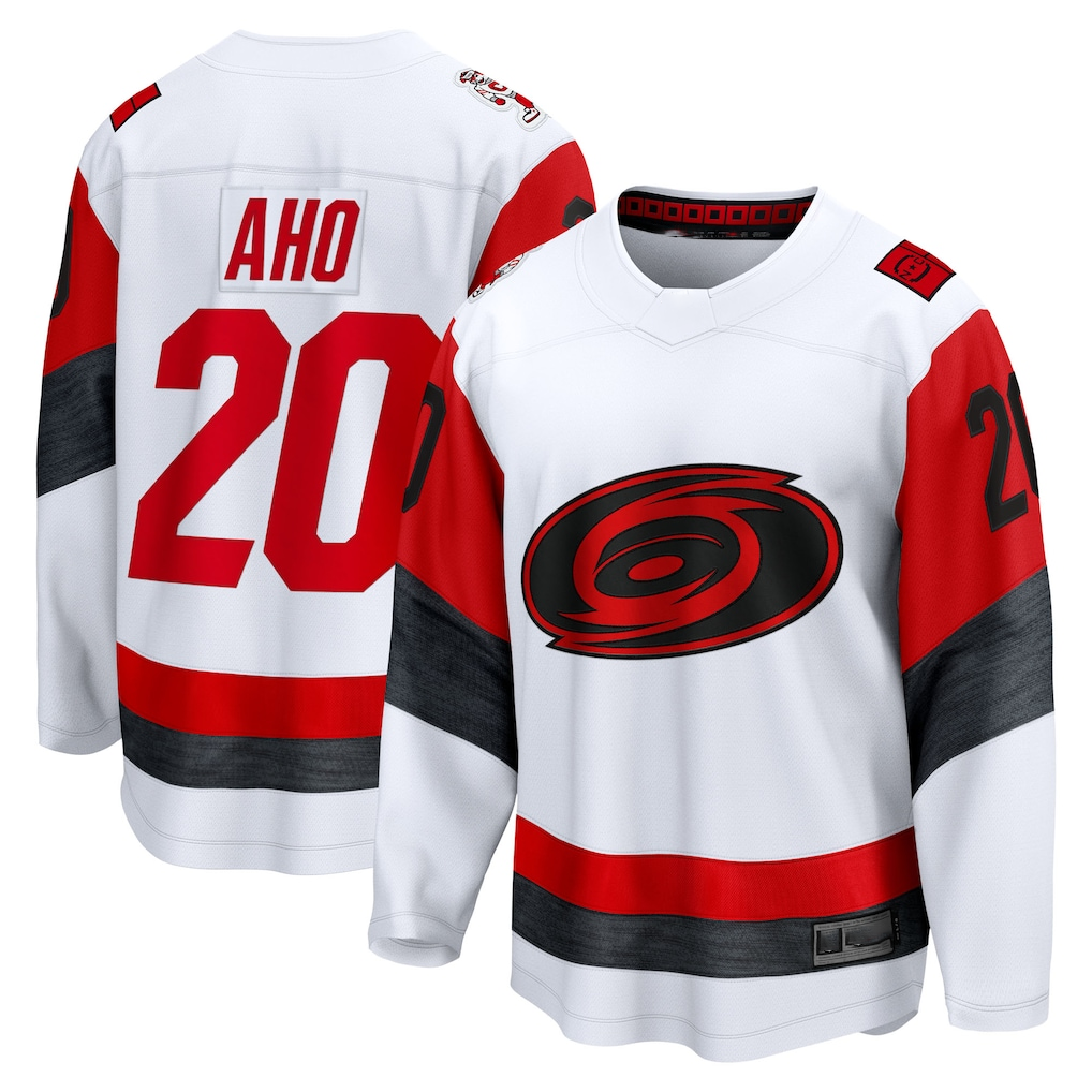 Punc C.Hurricanes #20 Sebastian Aho White Away Breakaway Stitched Jerseys