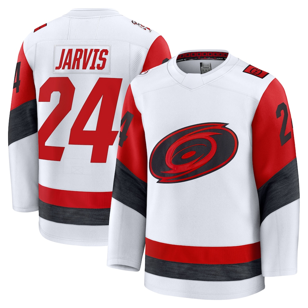 Punc C.Hurricanes #24 Seth Jarvis White Away Premium Stitched Jerseys