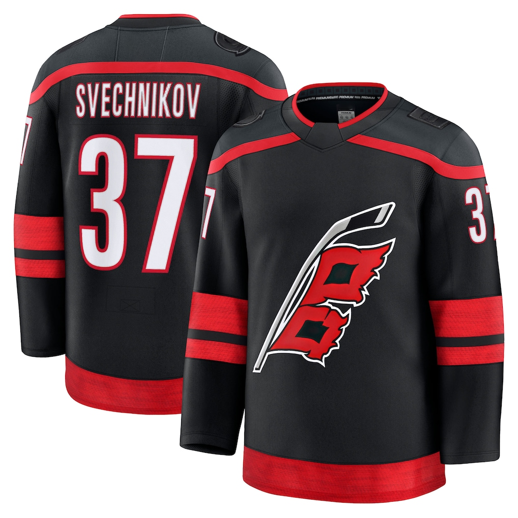Punc C.Hurricanes #37 Andrei Svechnikov Black Home Premium Stitched Jerseys