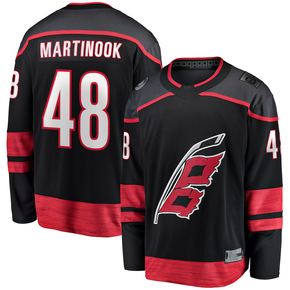 Punc C.Hurricanes #48 Jordan Martinook Black Home Breakaway Stitched Jerseys