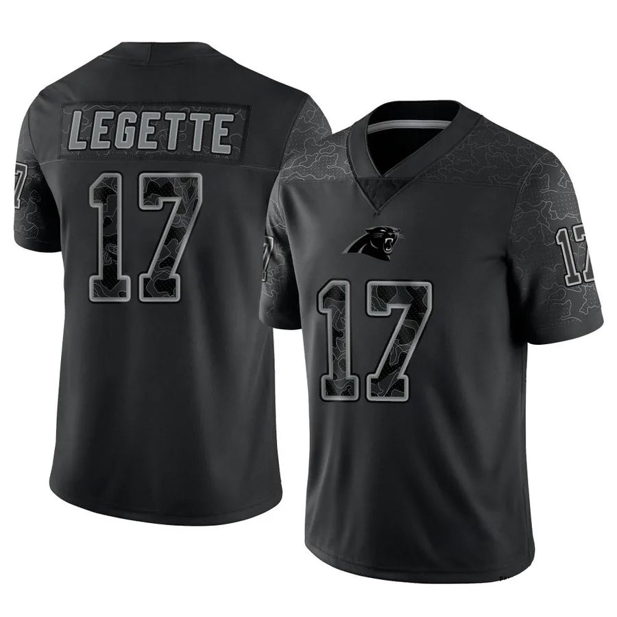 Punc C.Panthers #17 Xavier Legette Player Black REFLECTIVE Limited Stitched Jerseys