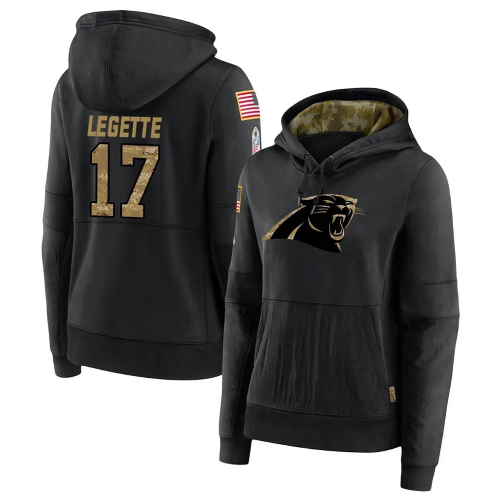 Punc C.Panthers #17 Xavier Legette Player Black Salute to Service HoodiesStitched  Jerseys