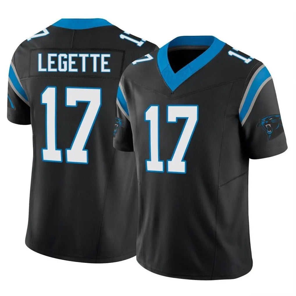 Punc C.Panthers #17 Xavier Legette Player Black Vapor F.U.S.E. Limited Home Game Stitched Jerseys