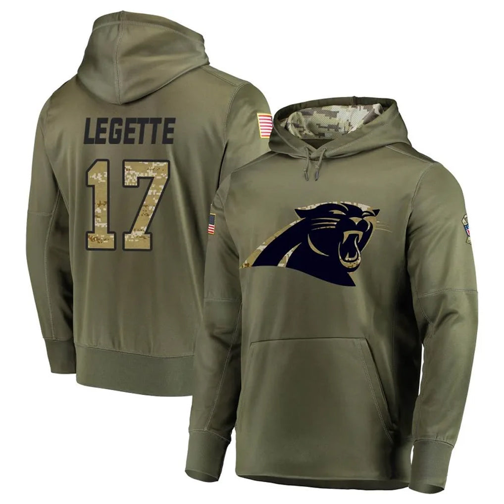 Punc C.Panthers #17 Xavier Legette Player Olive Salute to Service Limited Hoodies Stitched Jerseys