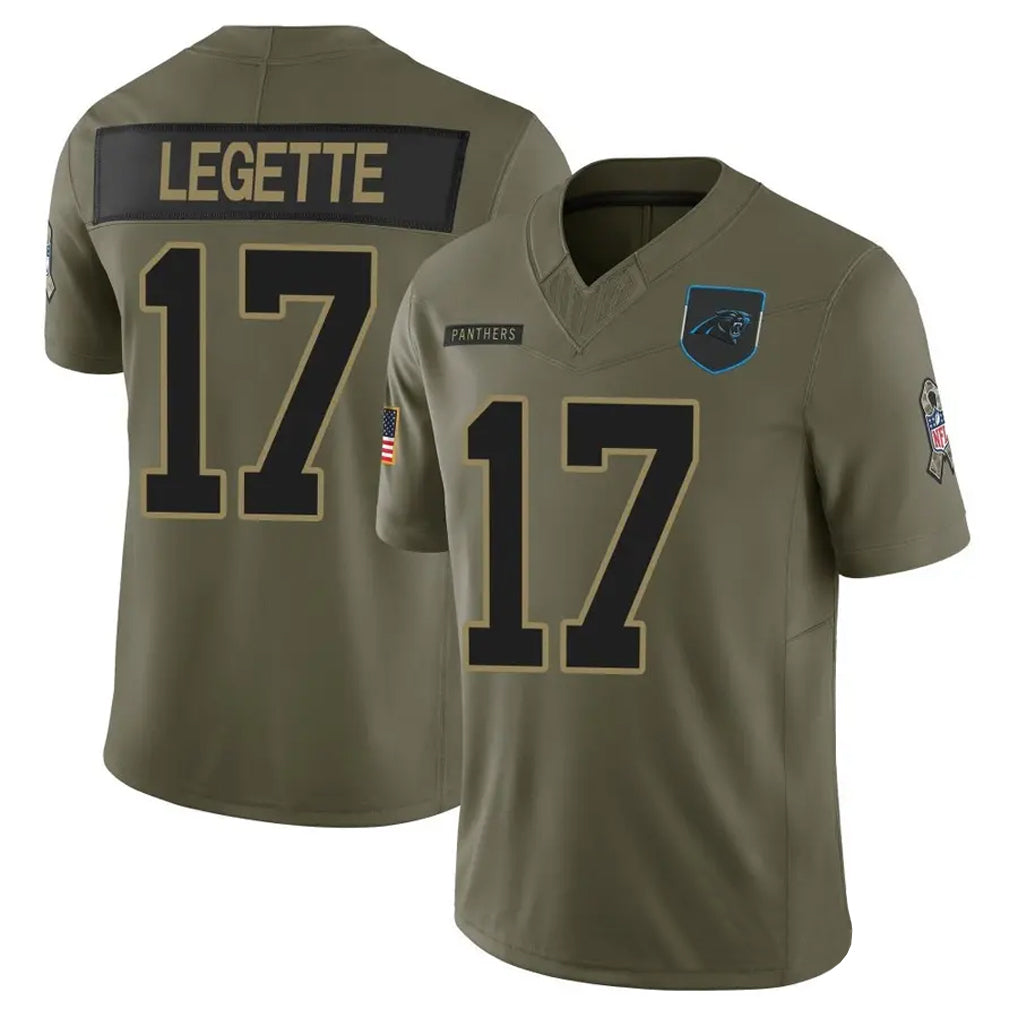 Punc C.Panthers #17 Xavier Legette Player Salute To Service Olive Limited Stitched Jerseys