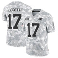 Punc C.Panthers #17 Xavier Legette Player Salute to Service Limited Arctic Camo Stitched Jerseys